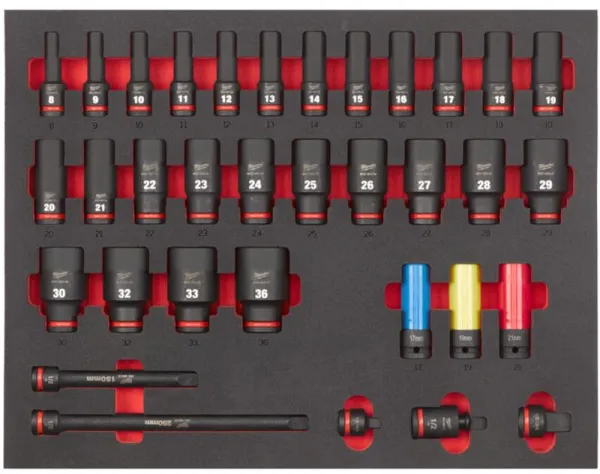 Milwaukee Slagsockelsats i skum 1/2 l 34 delar